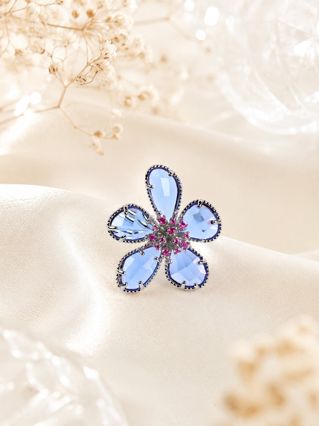 Emerald Flower Statement Ring for Women
