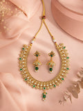 Aanura Antique Gold Choker Necklace with Drop Earrings