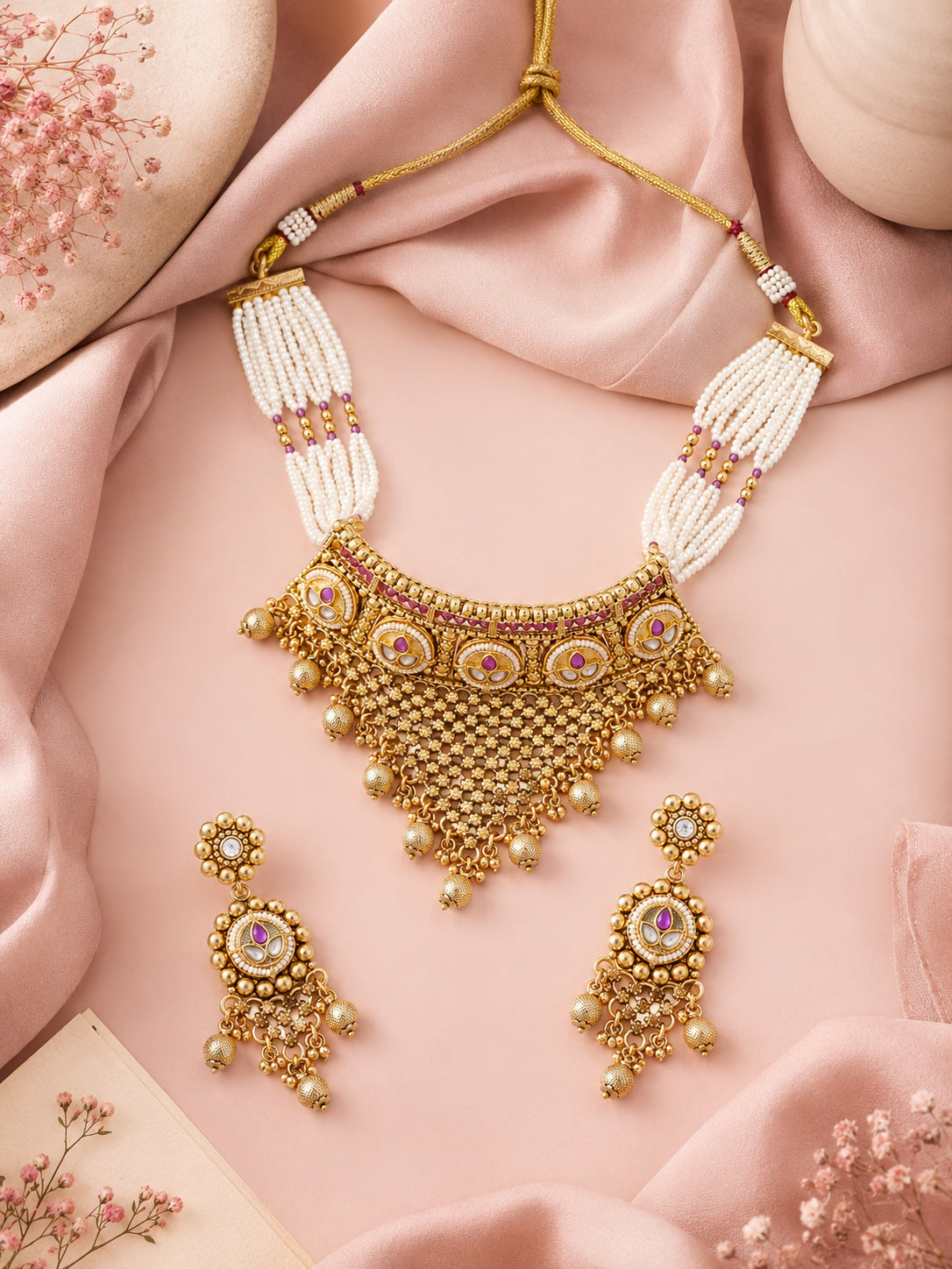 Aanura Gold Plated Heritage Necklace Set