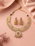Aanura Kundan Choker Necklace with Green Stones & Pearls