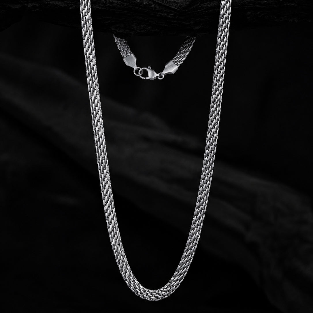 Rhodium Plating Waterproof Anti Tarnish Weave Chain