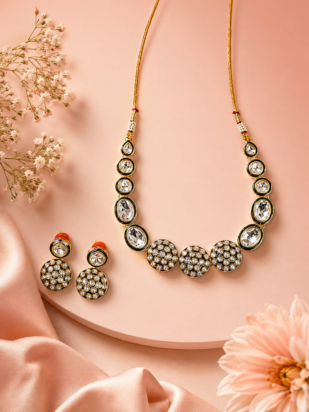Aanura Gold Traditional Necklace & Earring Set