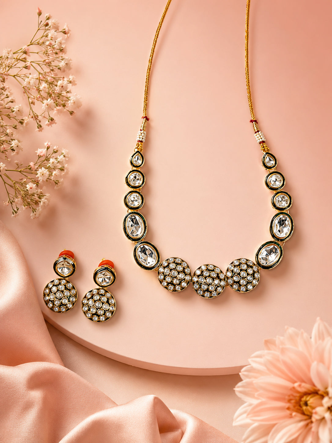 Aanura Gold Traditional Necklace & Earring Set
