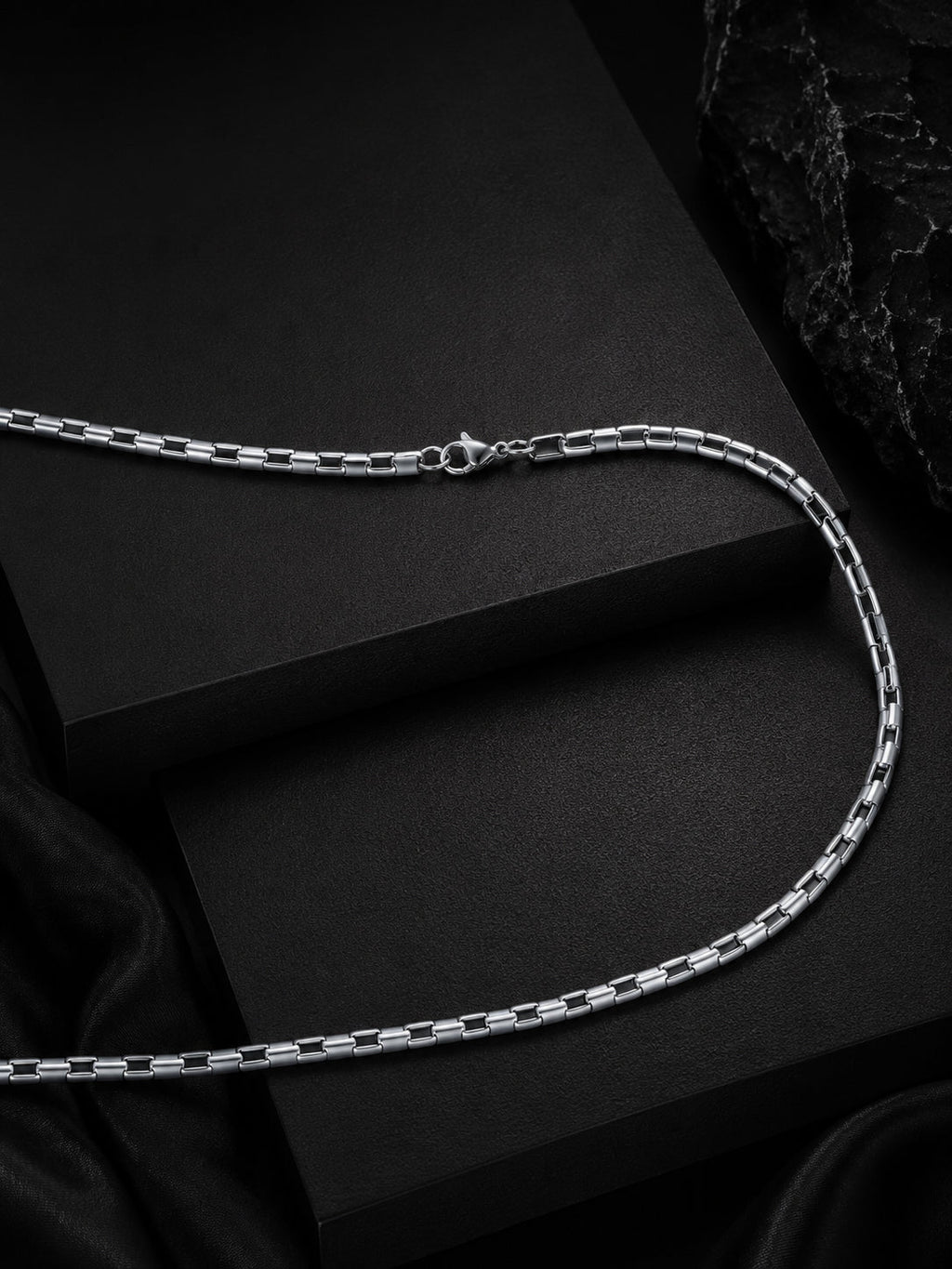 Rhodium Plating Waterproof Anti Tarnish Box Chain