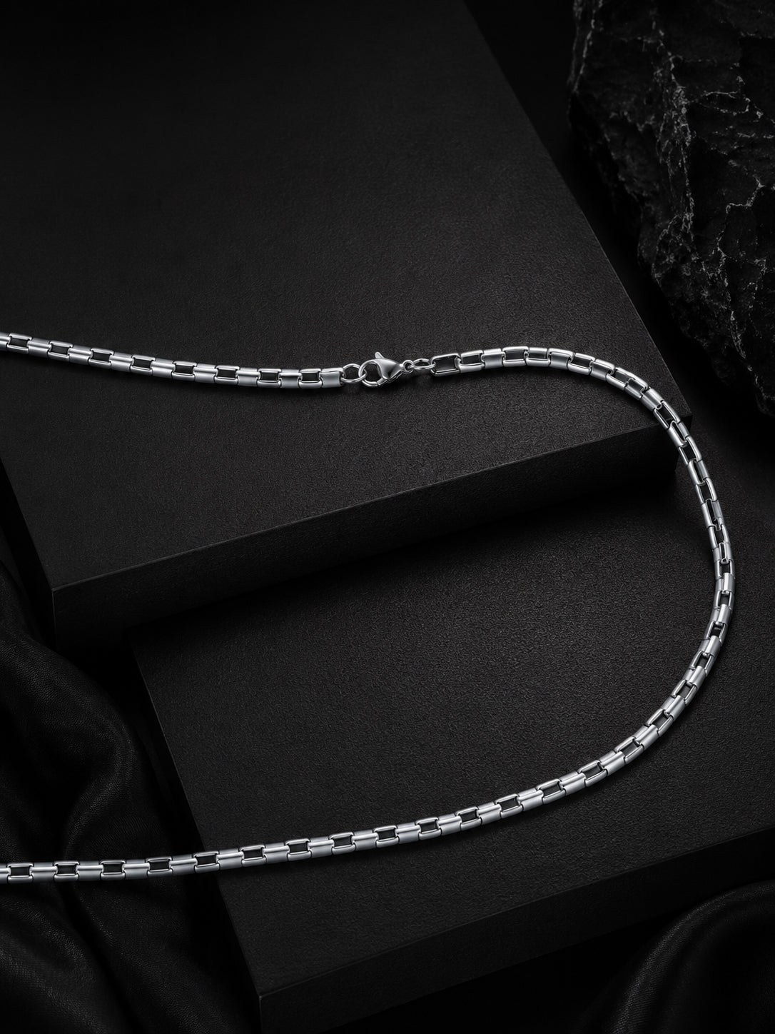 Rhodium Plating Waterproof Anti Tarnish Box Chain