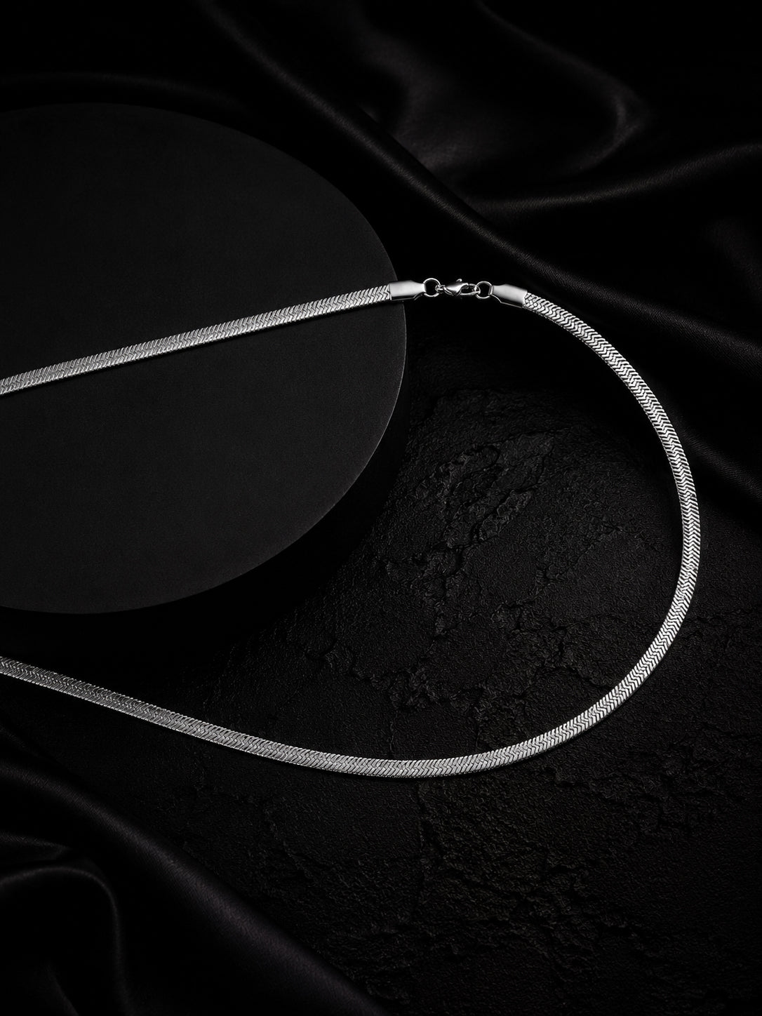 Rhodium plated Herringbone Anti-Tarnish Waterproof Chain