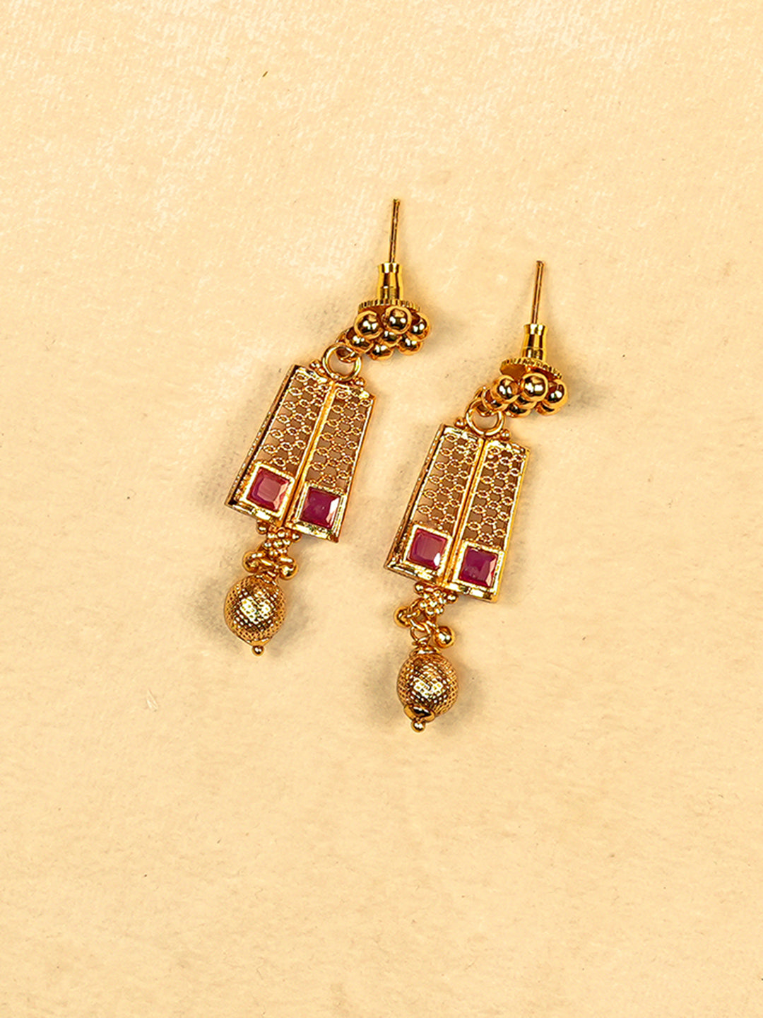 Aanura Gold Plated Layered Necklace & Earring Set
