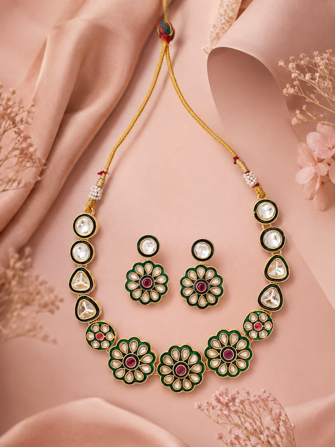 Aanura Gold Plated Floral Necklace Set