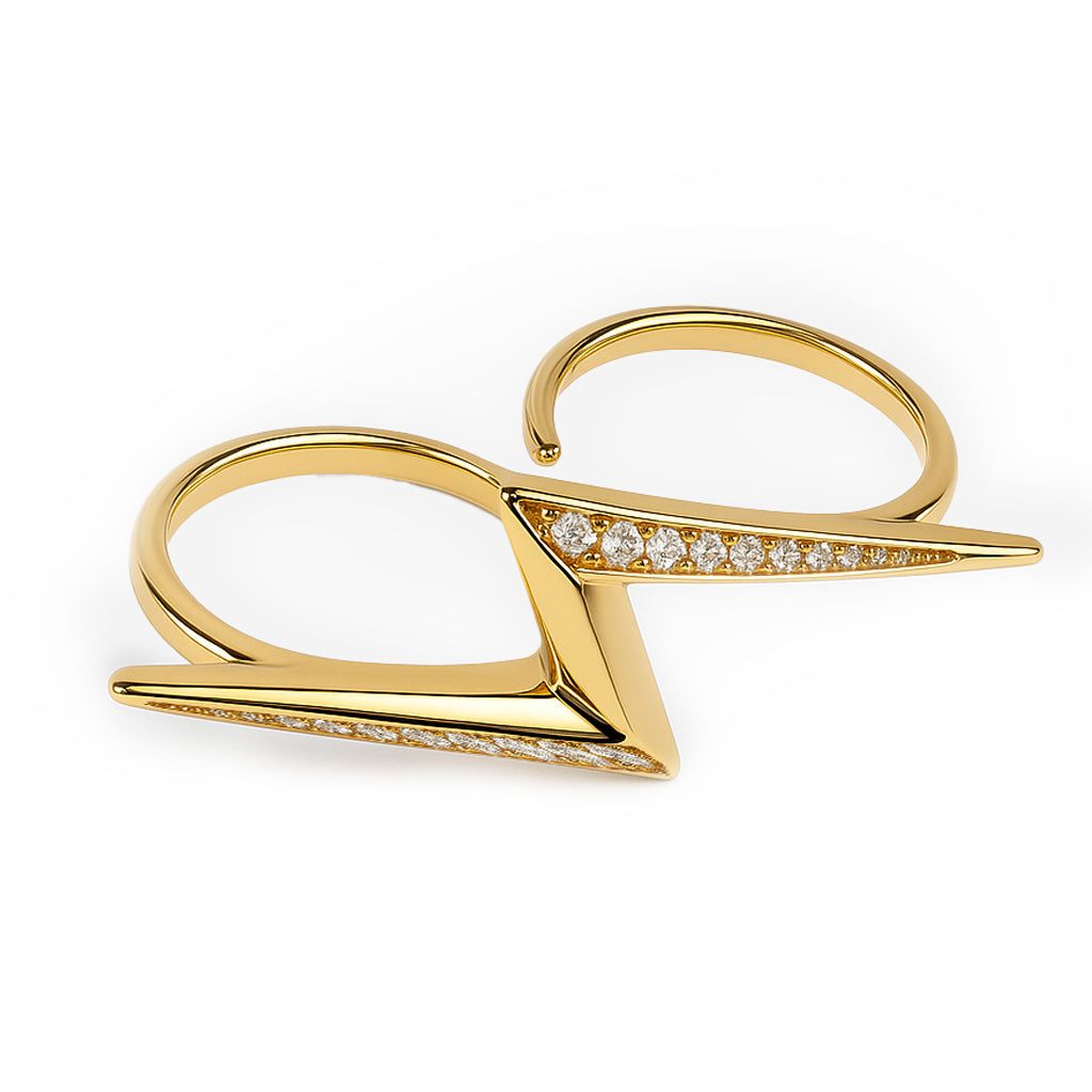 18K Gold Plated Dual Finger Anti-Tarnish Waterproof Ring