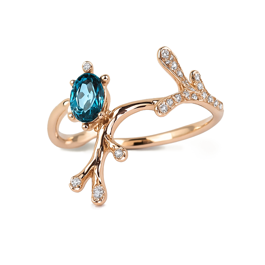 18K Rose Gold Gemstone Anti-Tarnish Waterproof Ring