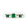 Rhodium Plated Emerald Solitaire Anti-Tarnish Waterproof Ring