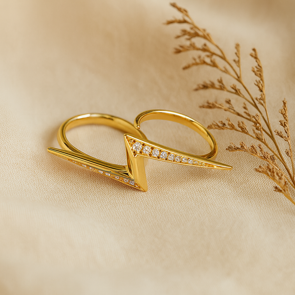18K Gold Plated Dual Finger Anti-Tarnish Waterproof Ring