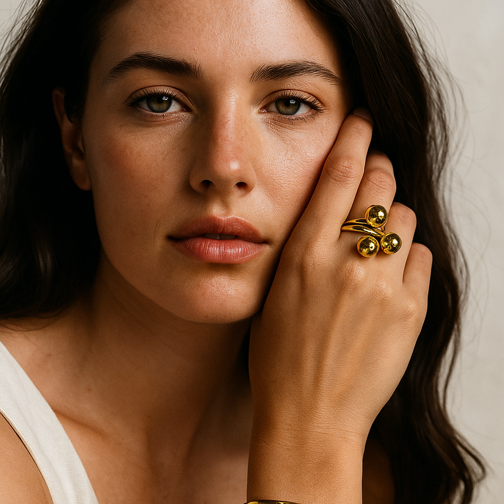 18K Gold Plated Sphere Anti-Tarnish Waterproof Ring