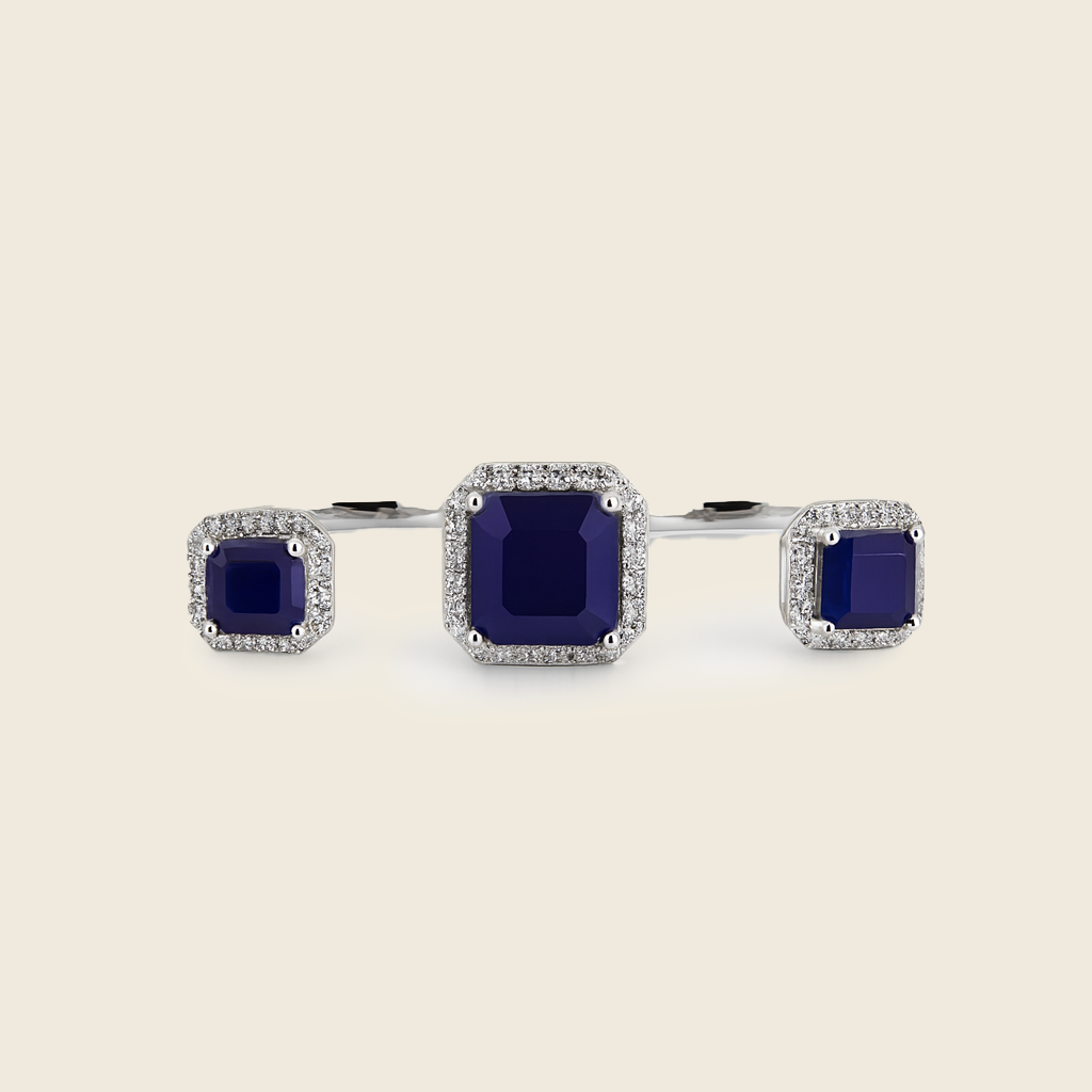 Rhodium Plated Emerald Solitaire Anti-Tarnish Waterproof Ring