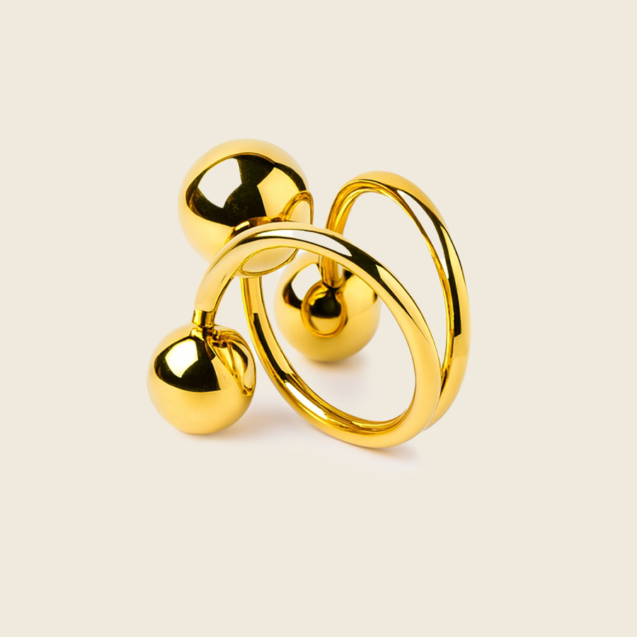 18K Gold Plated Sphere Anti-Tarnish Waterproof Ring
