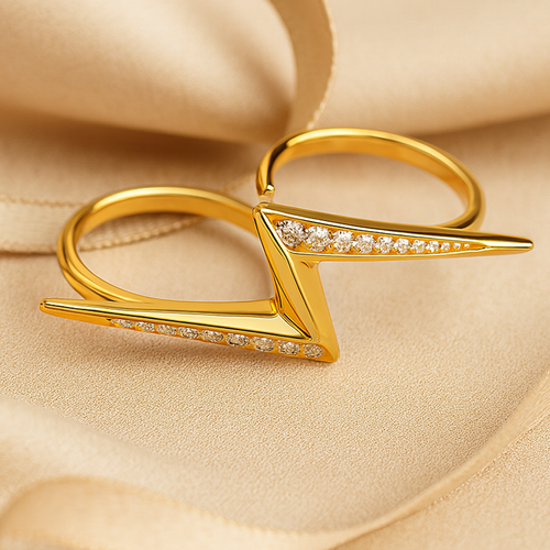 18K Gold Plated Dual Finger Anti-Tarnish Waterproof Ring