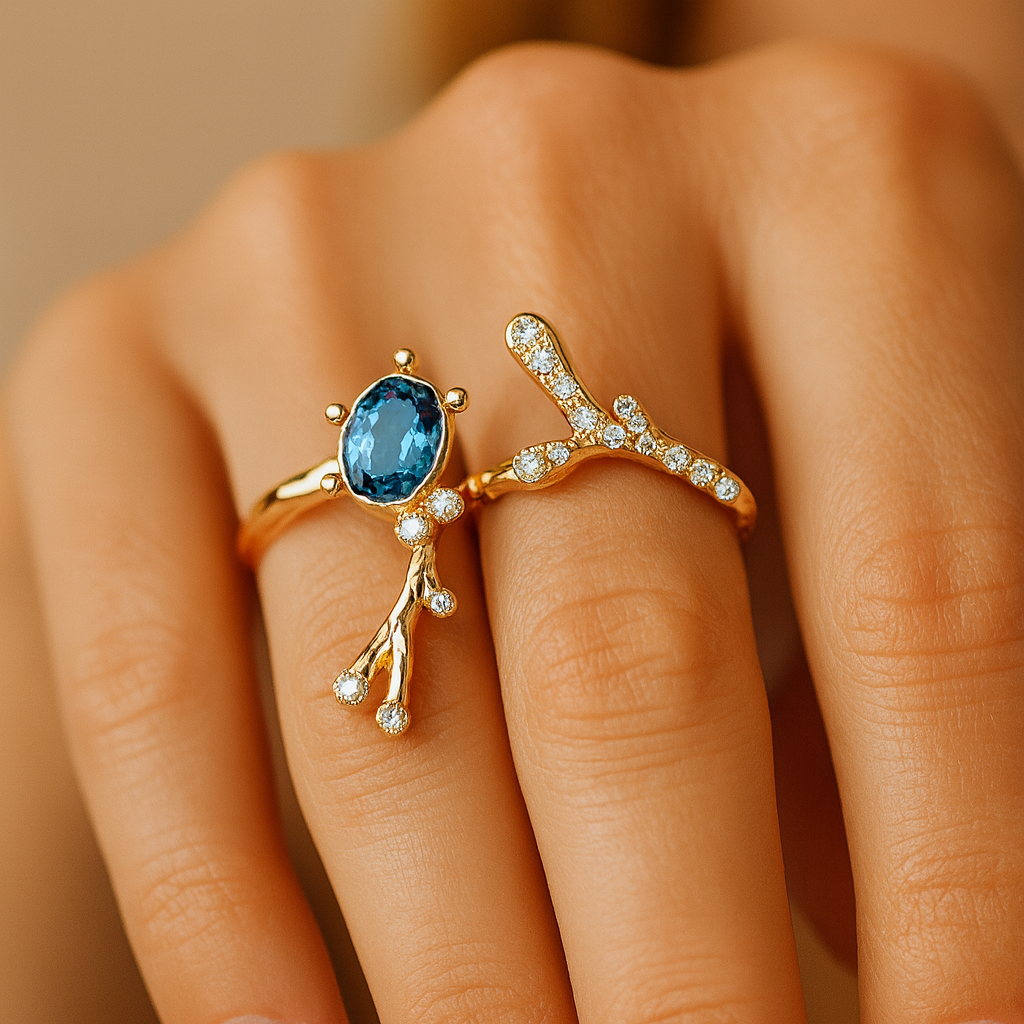 18K Rose Gold Gemstone Anti-Tarnish Waterproof Ring