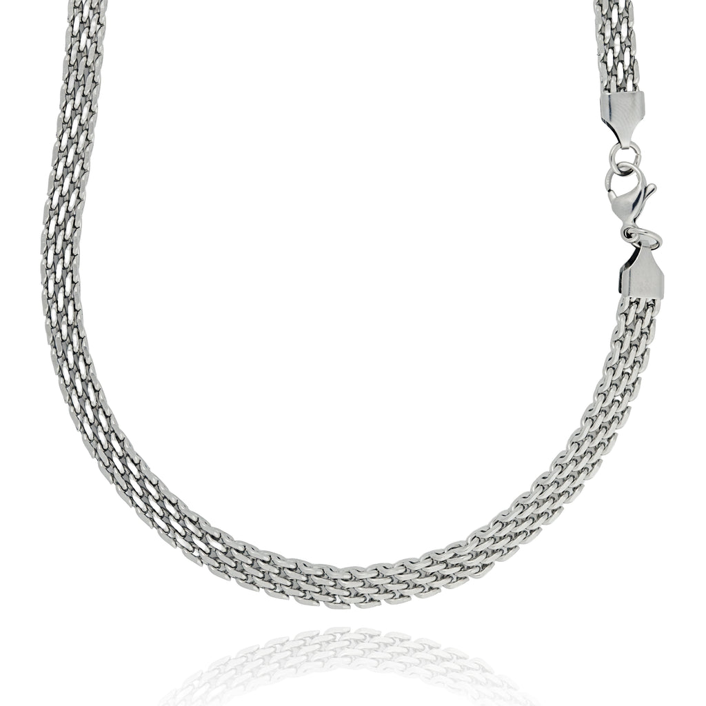 Rhodium Plating Waterproof Anti Tarnish Weave Chain