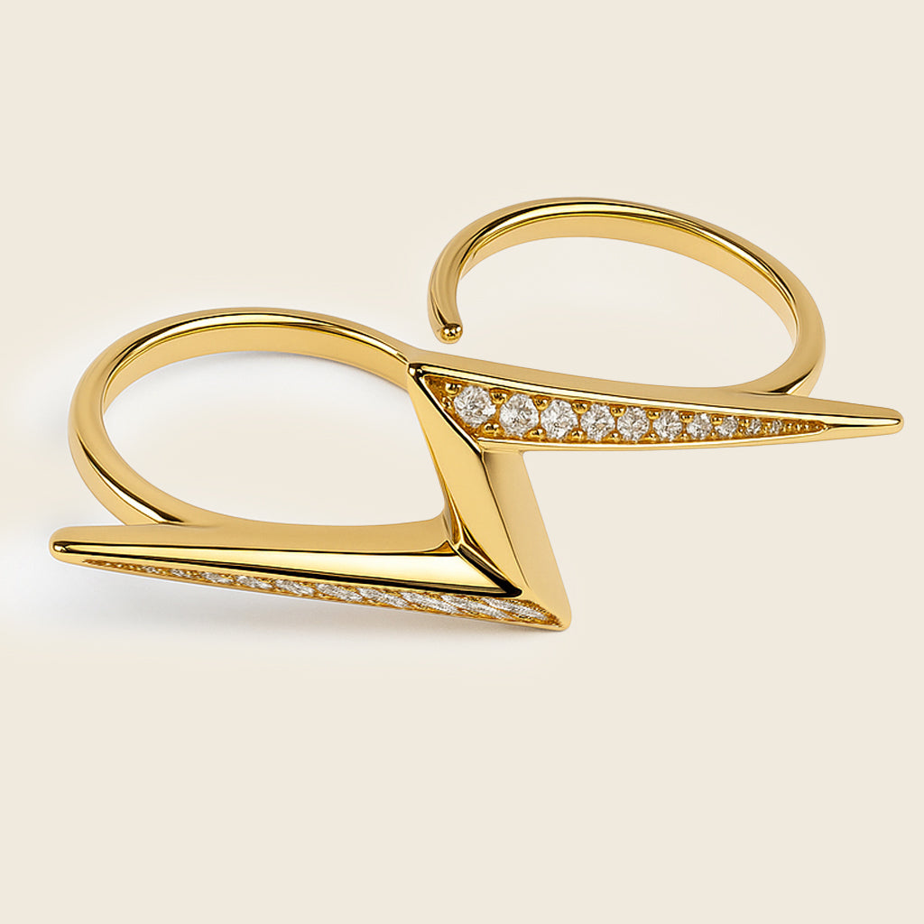 18K Gold Plated Dual Finger Anti-Tarnish Waterproof Ring